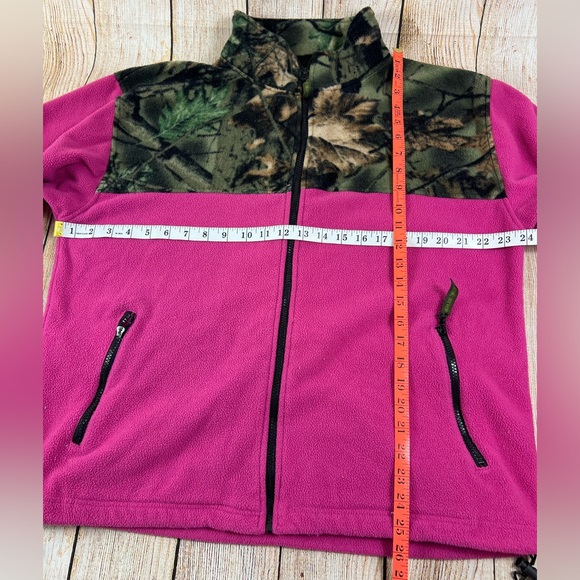 Women’s Trail Crest Deer Hunting Camo Pink Full Zip Fleece Jacket Large - Picture 3 of 6